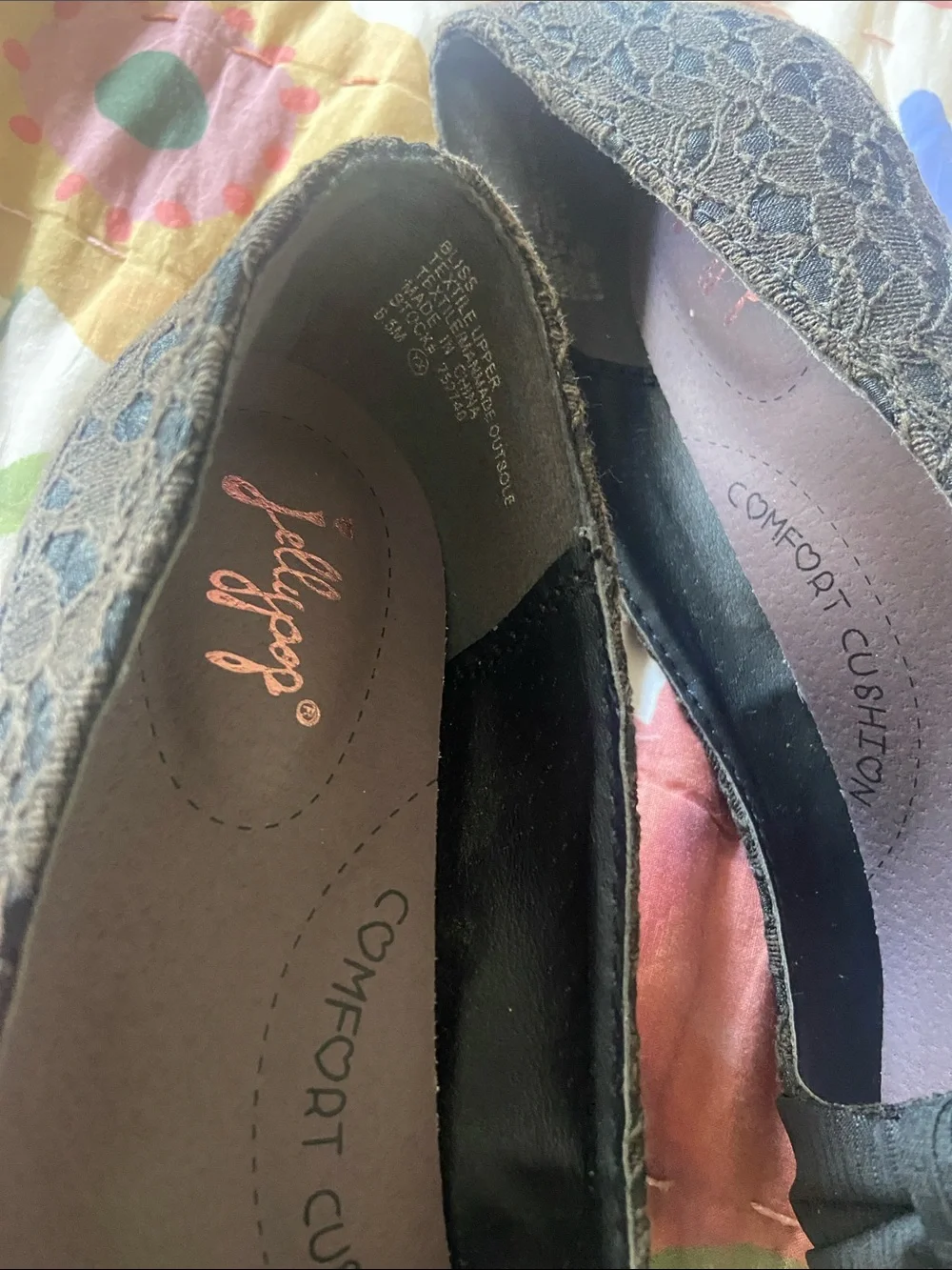 Jellypop Black Lace Retro Kitten Heel Bow Pumps 6.5